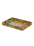 Shopaholic - 9 Inch Wooden Tray & 6 Wooden Coasters with Holder Set (Yellow)