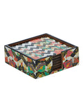 Zig Zag Blossom - 9 Wooden Inch Tray & 6 Wooden Coasters with Holder Set (Blue)