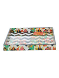 Zig Zag Blossom - 9 Inch Wooden Tray (Blue)