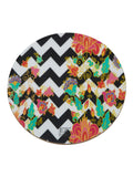 Zig Zag Blossom - Medium Wooden Trivet (Multicolor)