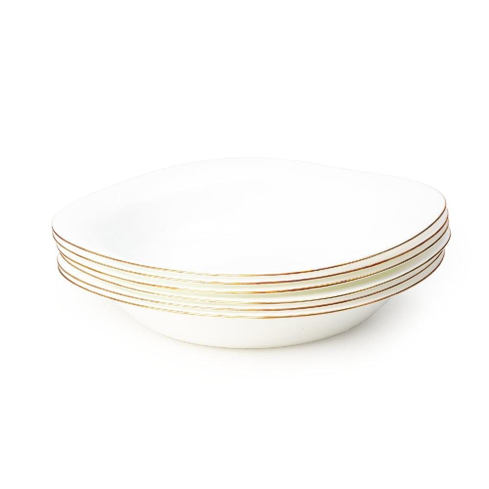 19 Piece Opal White with Gold Lining Dinner Set