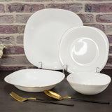 24 Piece Opal White with Gold Lining Dinner Set