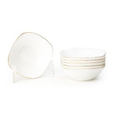 24 Piece Opal White with Gold Lining Dinner Set