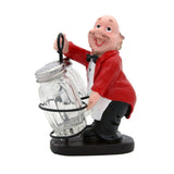 Whacky Waiter in Red Coat Figurine Resin Salt & Pepper Shakers Holder Set