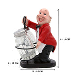 Whacky Waiter in Red Coat Figurine Resin Salt & Pepper Shakers Holder Set