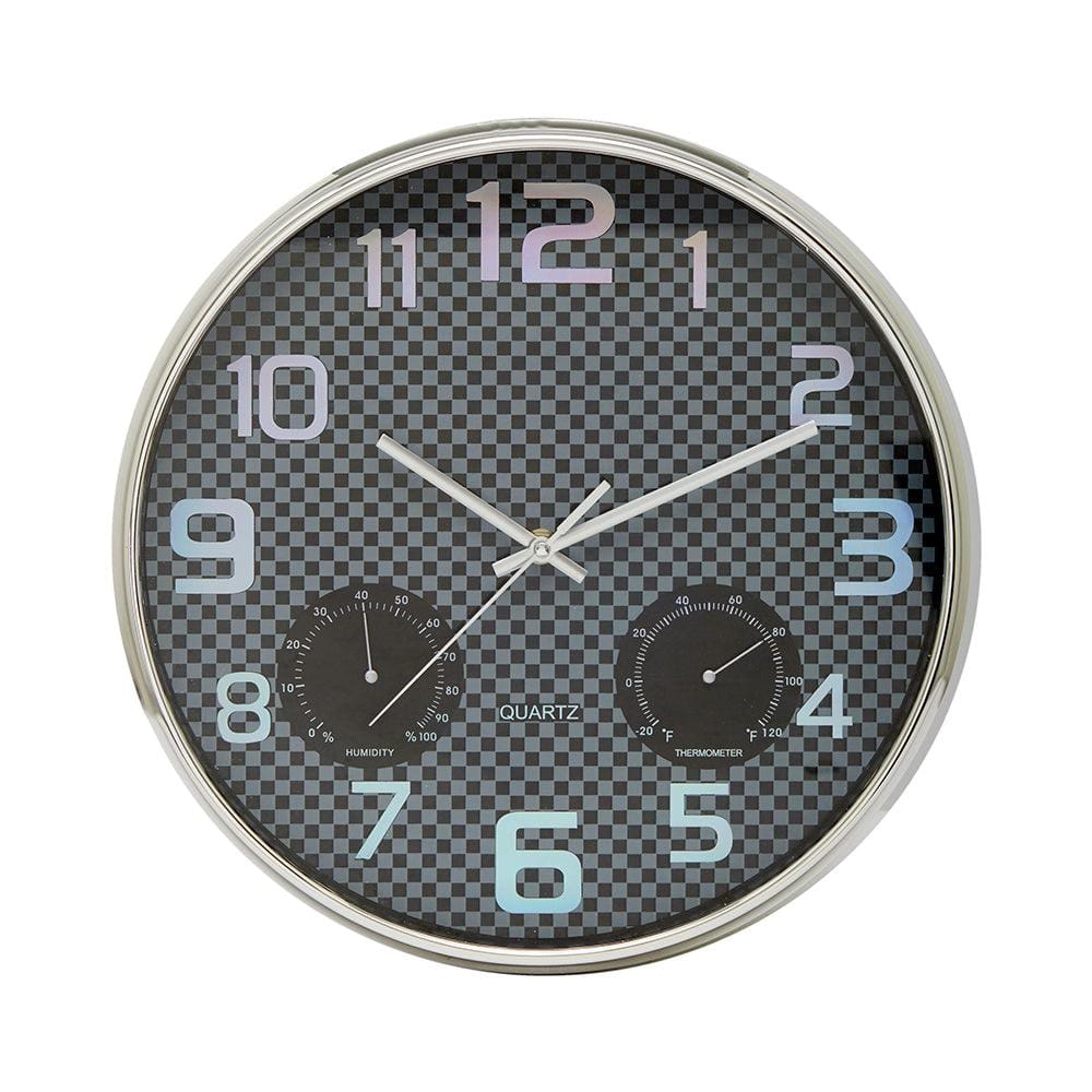 Decorative Metal Wall Clock with Holographic Digits (Black)