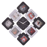 8 Photo Wall Picture Frame with Clock (White & Black)