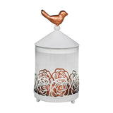 White & Rose Gold Birdy Glass & Metal Candy & Candle Jar