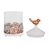 White & Rose Gold Birdy Glass & Metal Candy & Candle Jar