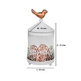 White & Rose Gold Birdy Glass & Metal Candy & Candle Jar