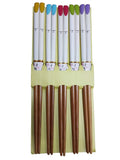 5 Pairs Bamboo Wood Oriental Re-Usable Chopsticks Set (Multicolor)