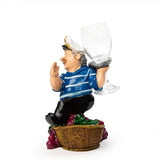 Nautical Sailor Figurine Resin Bottle Holder Set (Red Berries - Blue Shirt)