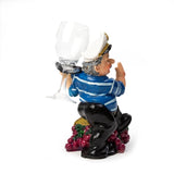 Nautical Sailor Figurine Resin Bottle Holder Set (Red Berries - Blue Shirt)