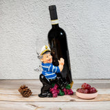 Nautical Sailor Figurine Resin Bottle Holder Set (Red Berries - Blue Shirt)