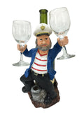 Nautical Sailor Figurine Resin Bottle Holder Set (Blue Coat)