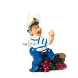 Nautical Sailor Figurine Resin Bottle Holder Set (Red Berries - White Shirt)