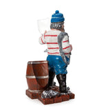 Nautical Winter Sailor Figurine Resin Bottle Holder with 1 Wine Glass Set (White Shirt)