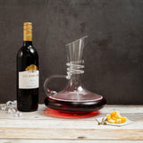 Tri-Swirl Crystal Glass Broad Bottom Reveller Wine Decanter with Handle (1600 ml)