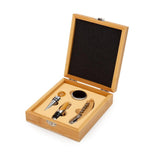 Luxe 4 Piece Mahagony Wood Wine Accessory Kit in Gift Box