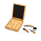 Luxe 4 Piece Mahagony Wood Wine Accessory Kit in Gift Box