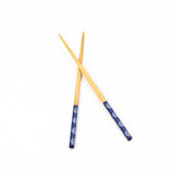 10 Pairs Oriental Wooden Chopsticks Set (Blue & White)