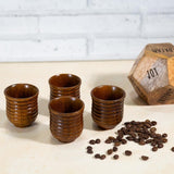 9 Lines Wooden Tea & Coffee Cup Set (80 ml) (Pack of 4)