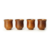 9 Lines Wooden Tea & Coffee Cup Set (80 ml) (Pack of 4)