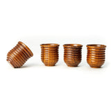 9 Lines Wooden Tea & Coffee Cup Set (80 ml) (Pack of 4)