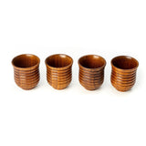 9 Lines Wooden Tea & Coffee Cup Set (80 ml) (Pack of 4)