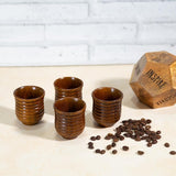 9 Lines Wooden Tea & Coffee Cup Set (80 ml) (Pack of 4)