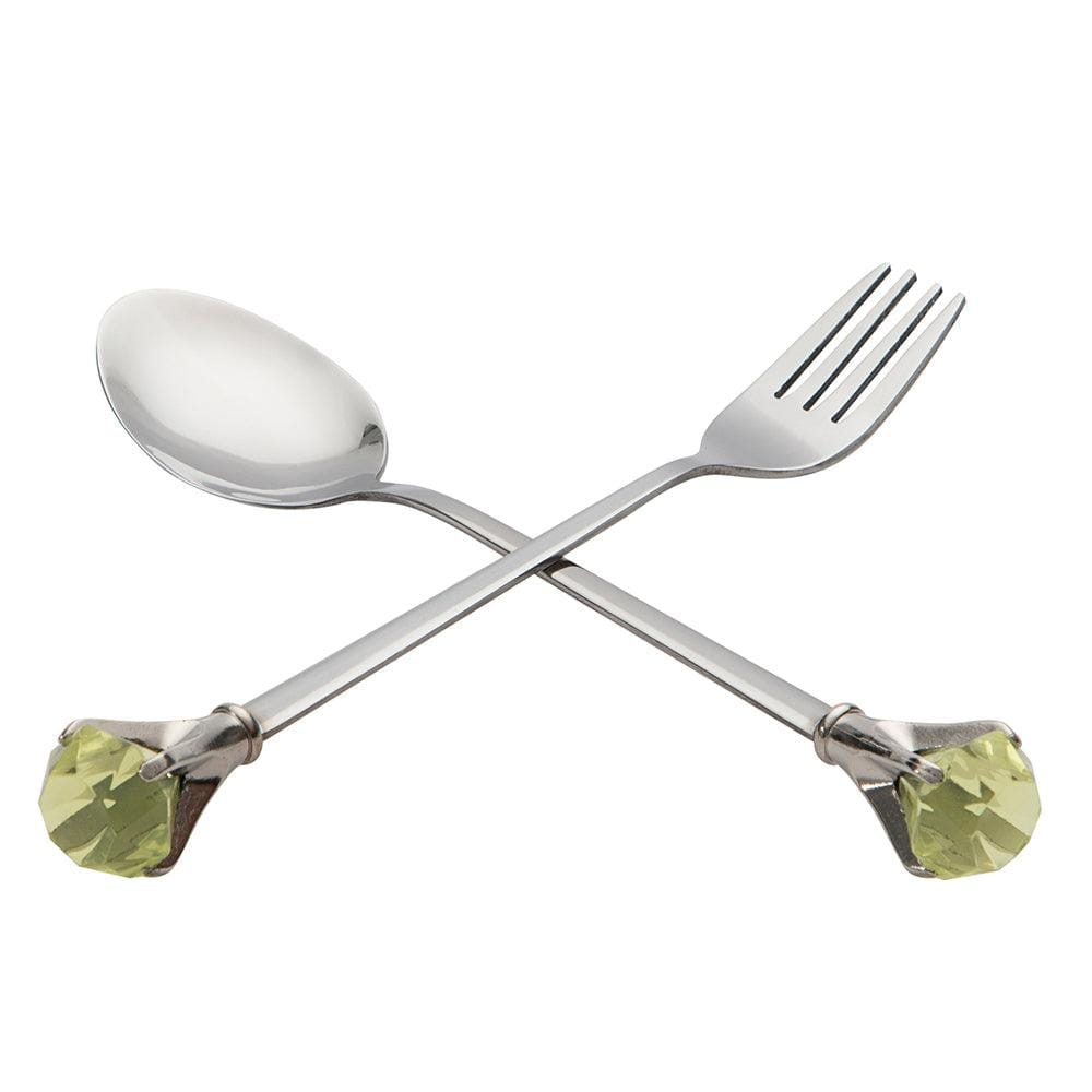 Yellow Crystal Cutlery Set (Spoon & Fork)